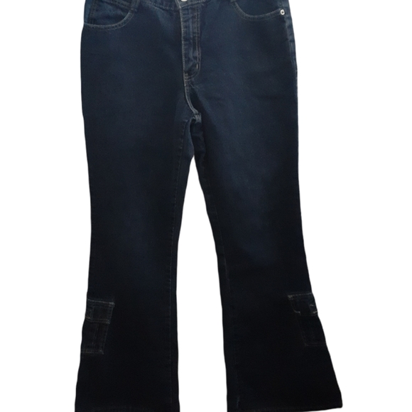 Womens sz 11 100% cotton y2k Liquid x wide leg Jeans Denim dark wash pants - Picture 8 of 8